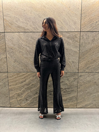 ADRIANA FLARED PAILLETTEN BROEK