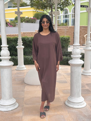 Dubai Abaya kimono with dress dark brown
