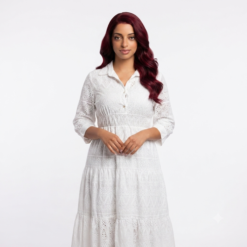 Blouse midi jurk van katoen - wit