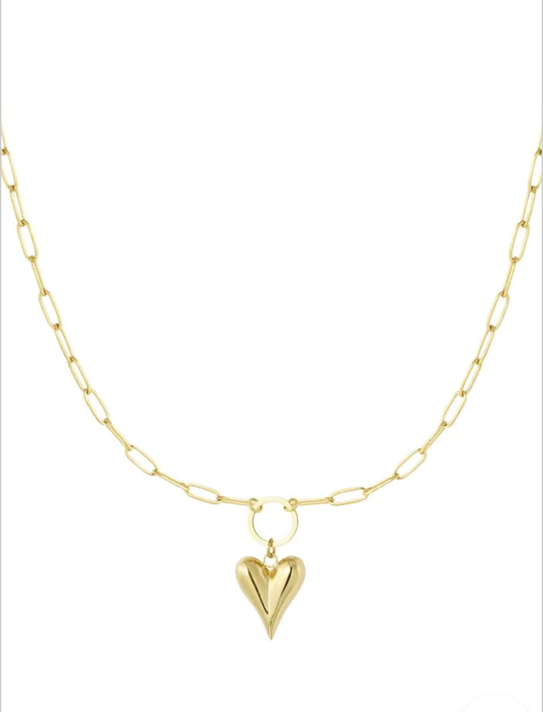 Linked necklace with heart - gold