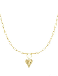 Linked necklace with heart - gold