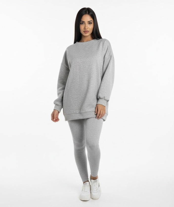 Felicia legging met oversized trui set - grijs