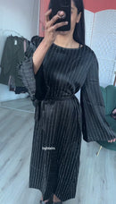 Abaya met steentjes en band zwart