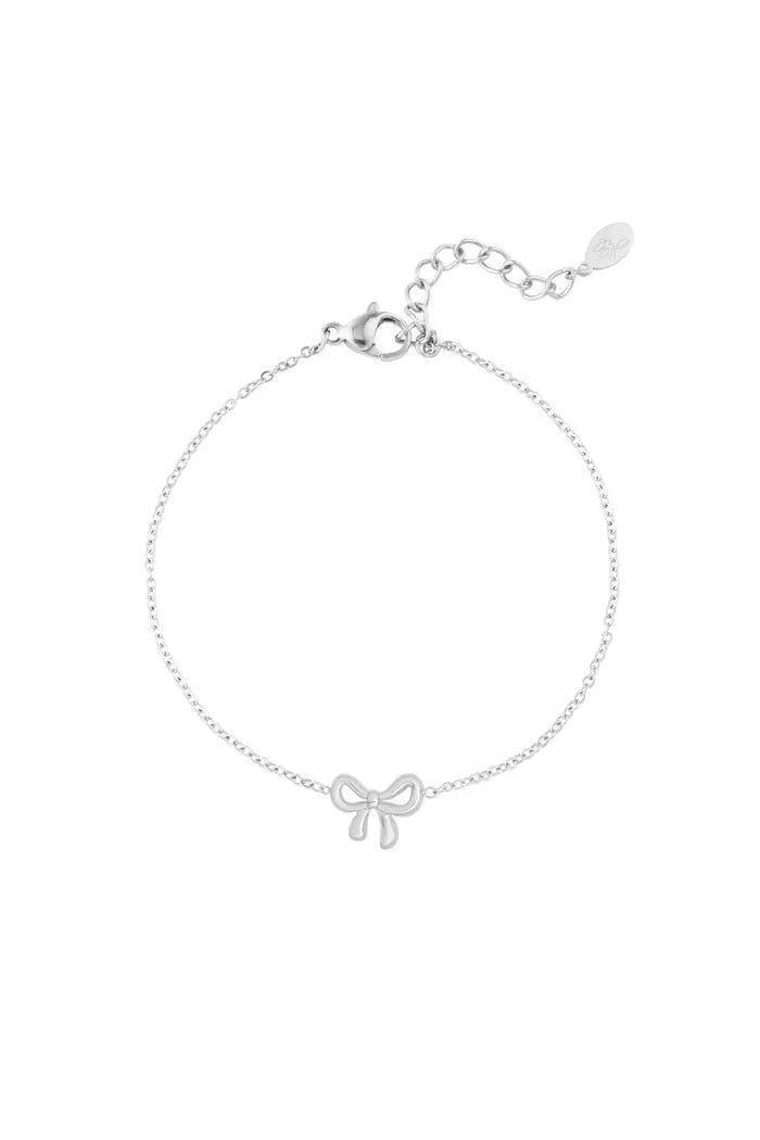 Simple bracelet with bow charm - Silver