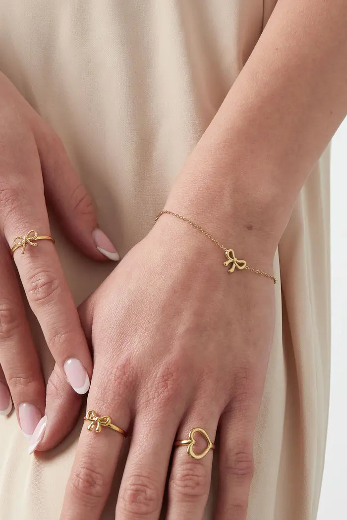 Simple bracelet with bow charm - Silver