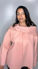 Manteljas sara met sjaal roze