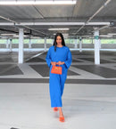 YAS - WIJDE LANGE JURK KOBALT BLAUW