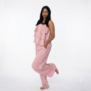Ruffles blouse met rekbare broek van viscose - oud roze