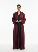 Dubai abaya burgundy met zwarte steentjes - cl105