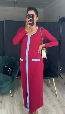 Inaya stretch jurk met blauwe details - ITALY5213