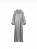 Satijnen Hooggesloten Maxi-Jurk - grijs 92566