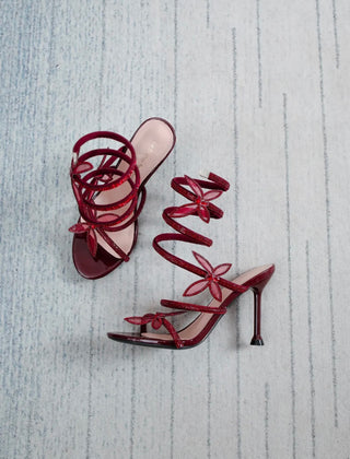 Hakken met vlinders rood glitters - BQB9159