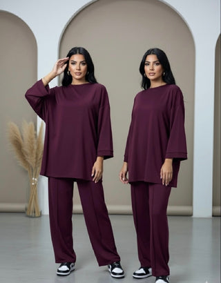 Comfy co-ord set met lange top en oversized broek 6033