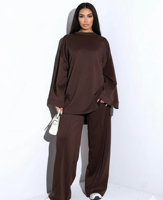Comfy co-ord set met lange top en oversized broek 6033