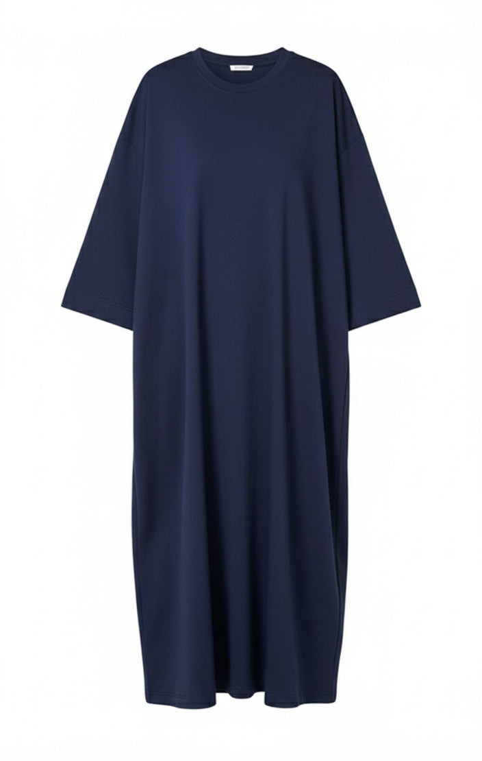 The jersey cotton Aura Basic Dress - navy