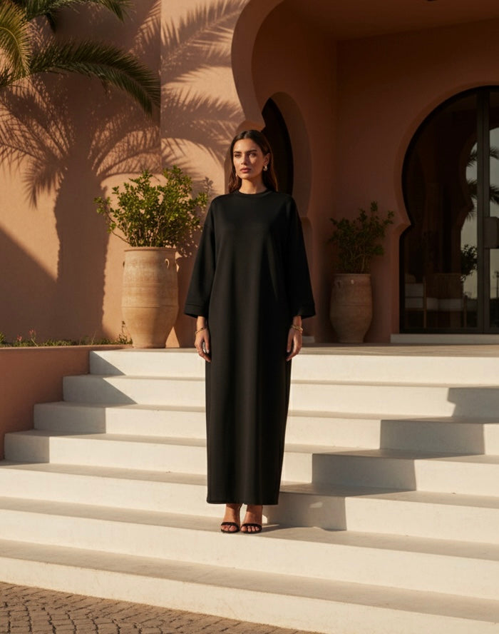 The jersey cotton Aura Basic Dress - black
