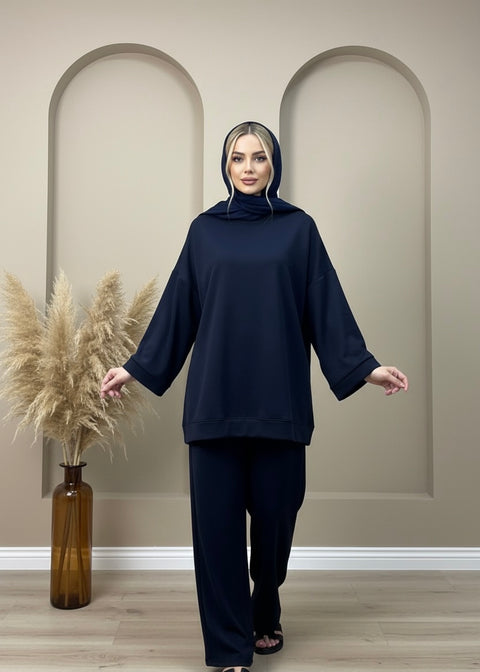 Comfy oversized sweater with wide pants - navy pre order