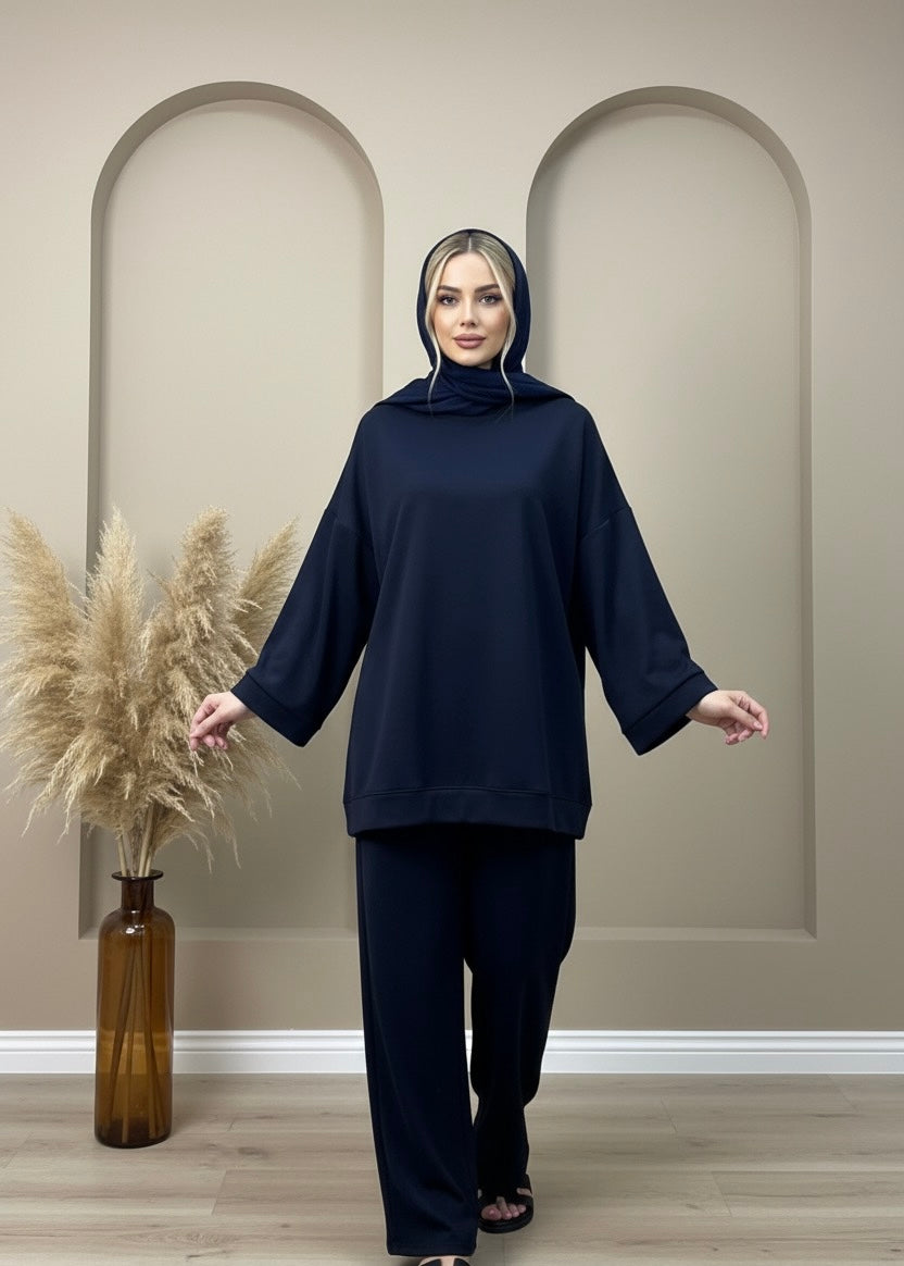 Comfy oversized sweater with wide pants - navy pre order
