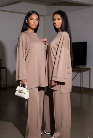 Comfy co-ord set met lange top en oversized broek 6033