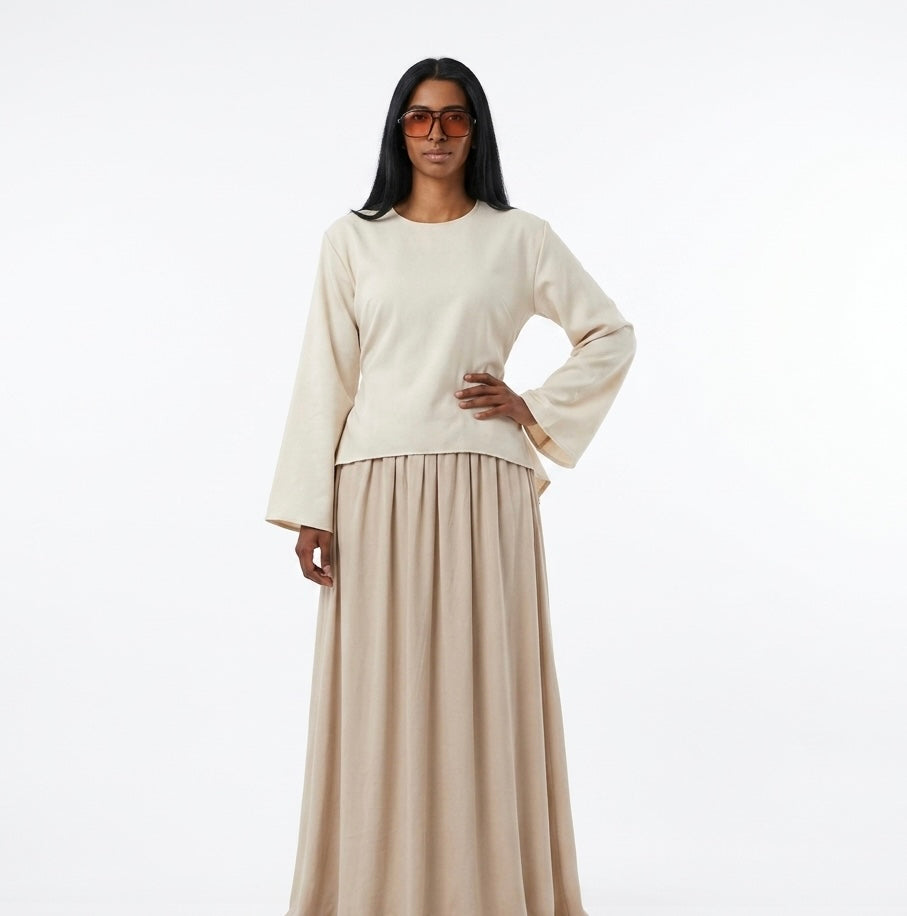 Zaria esemble rok met verstelbare blouse - beige