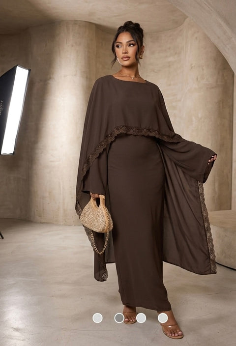 Robe de Soirée ‘Lace Luxe’ - donker bruin SQ82