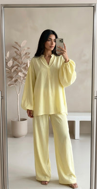 Poplin cotton oversized twinset - butter yellow PRE ORDER