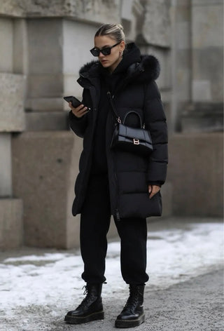 Winterjas half lang zwart - FC7630