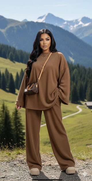 Zyra co-ord set - brown 6055