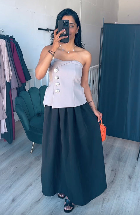 ROK MET PLOOIEN ZWART (RP01)