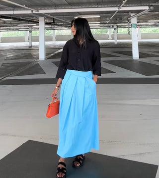 Plooien rok licht blauw - 68030