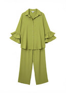 De "Elegance Flow" aura Co-ord Set - olijf groen