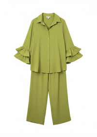 De "Elegance Flow" aura Co-ord Set - olijf groen