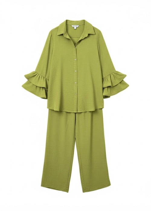 De "Elegance Flow" aura Co-ord Set - olijf groen
