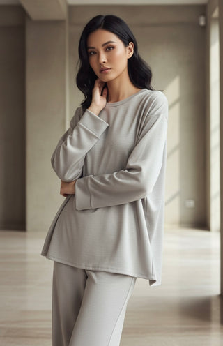 Comfy co-ord set met lange top en oversized broek 6033