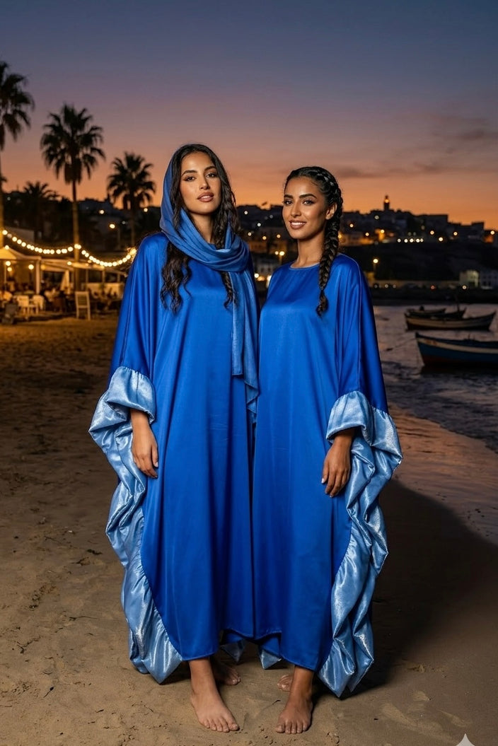 Al-Jawhara kobalt blue verstelbare kaftan -