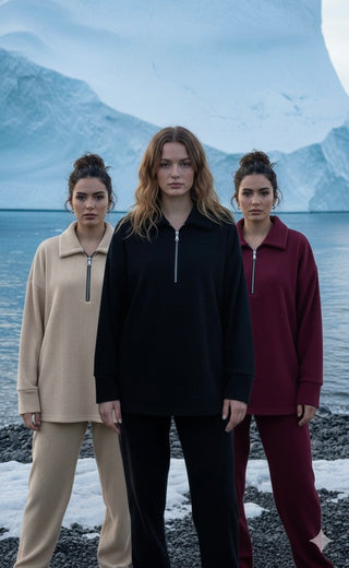 Comfy modest sweater with oversized pants - 6010