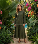 Lella long sleeve dress - kaki green