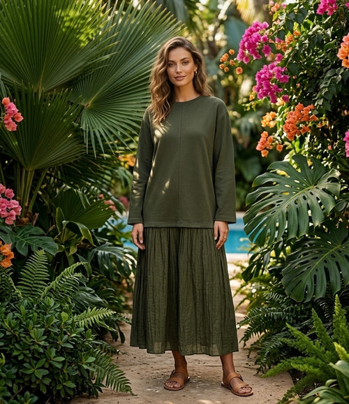 Lella long sleeve dress - kaki green