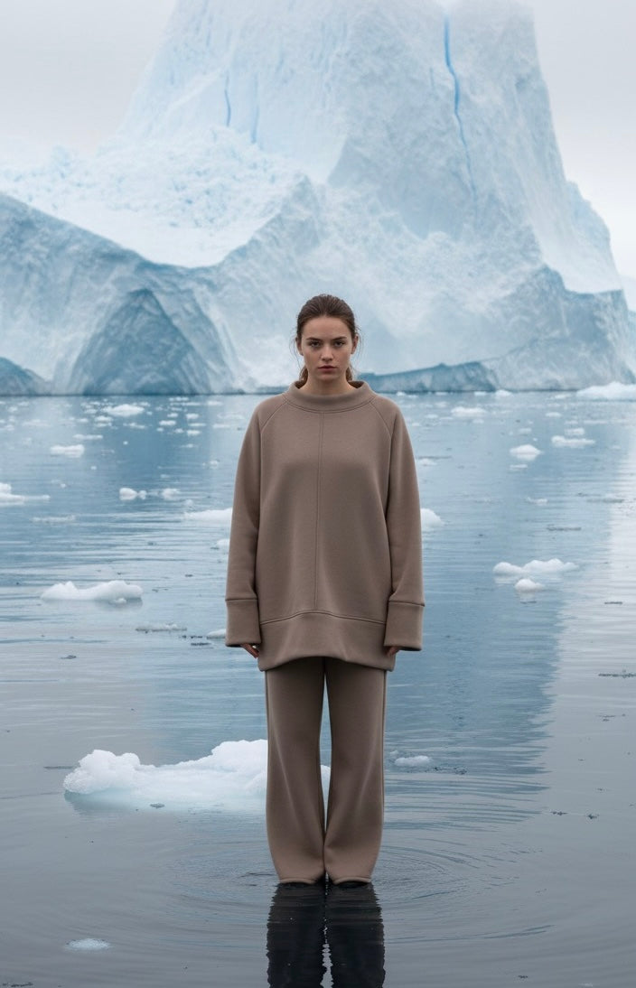 Modest oversized sweater with wide pants - 6057