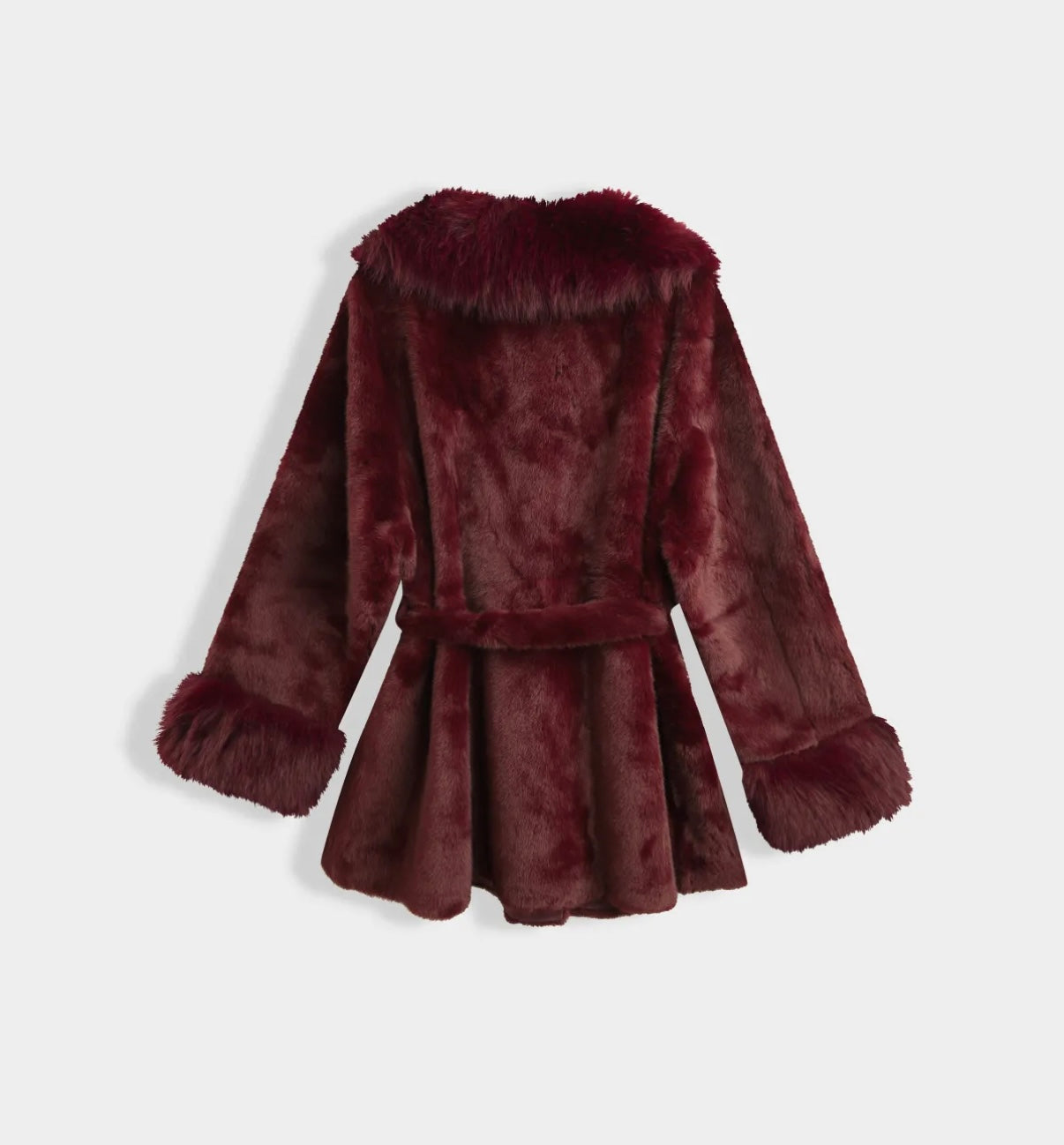 Faux fur manteljas burgundy - SQ052