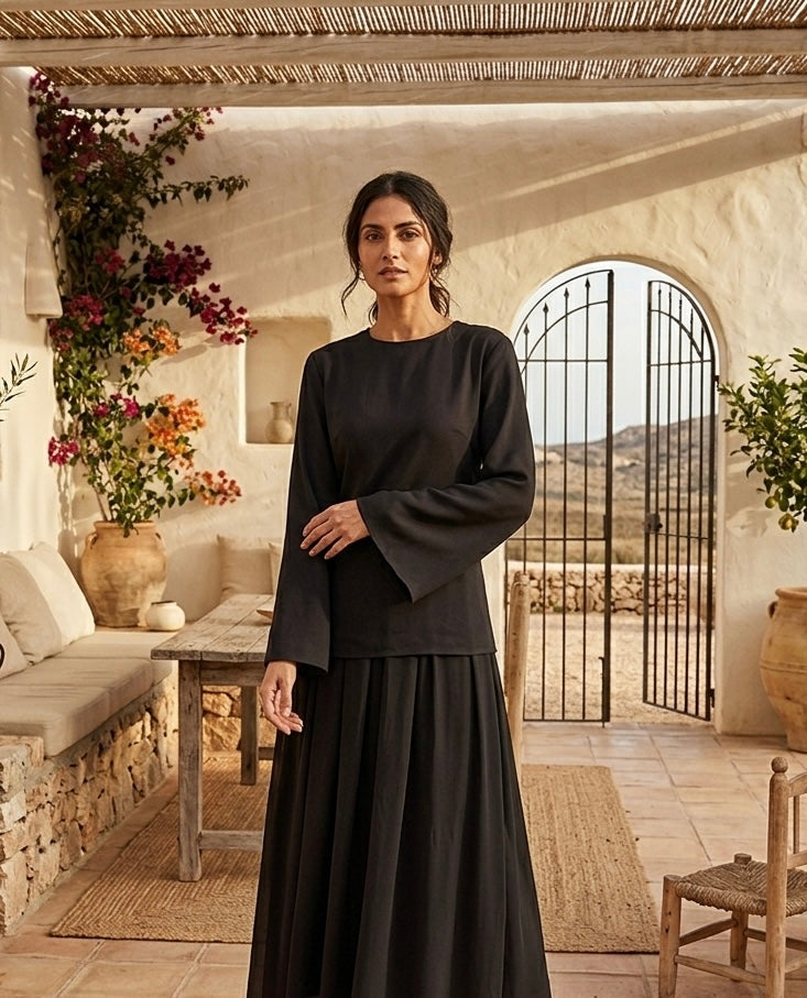 Zaria esemble rok met verstelbare blouse - zwart