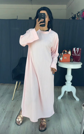 Ribbel jurk licht roze