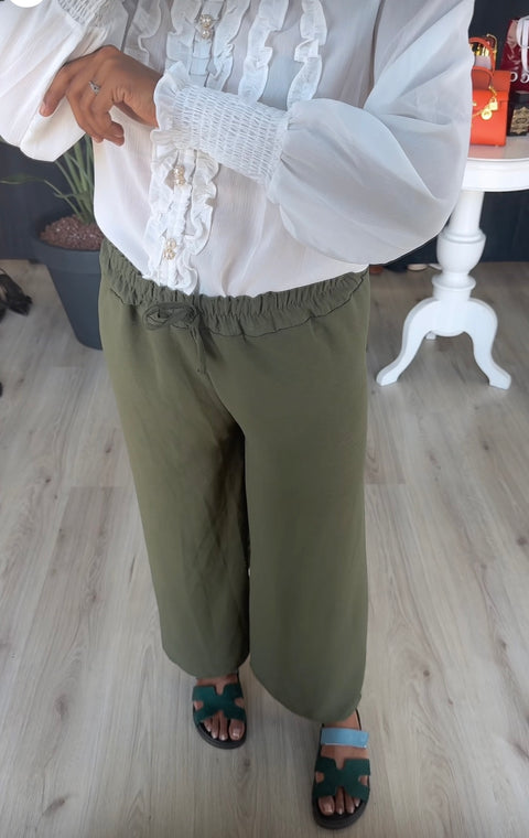 Rekbare broek van viscose groen