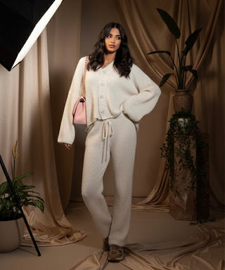 Felicia gebreiden broek met oversized trui - beige