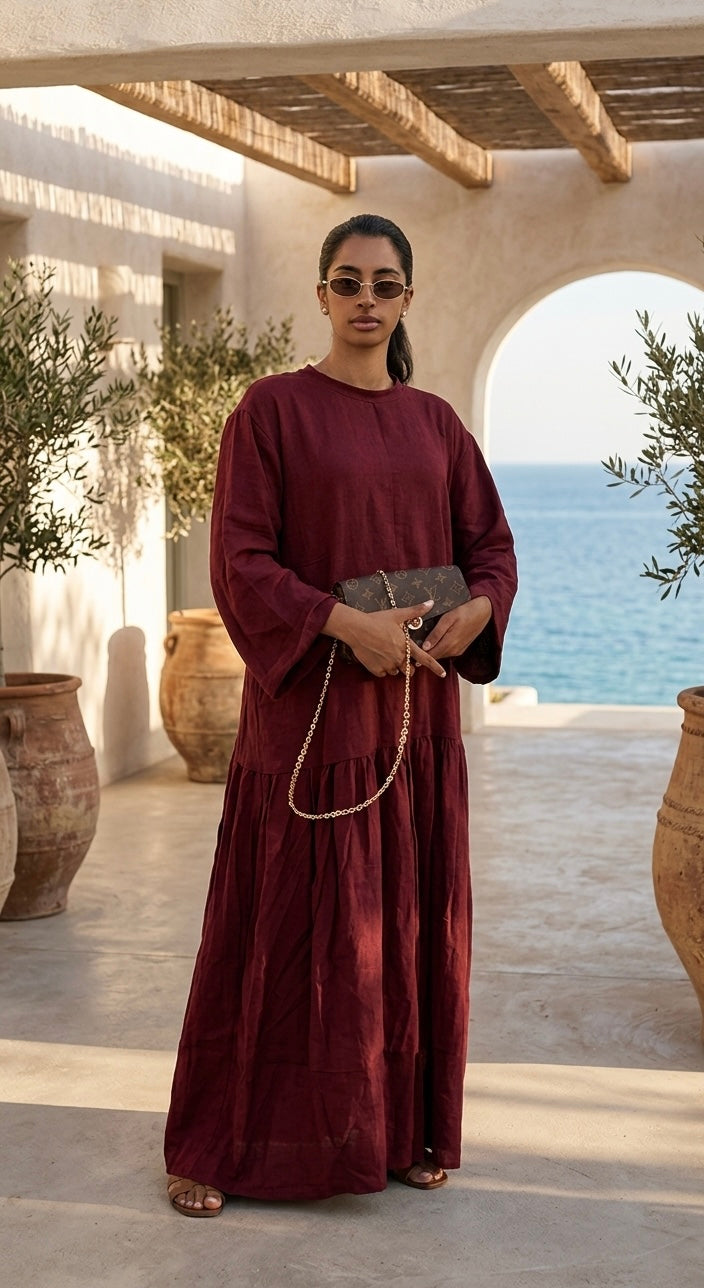 Lella long sleeves dress - burgundy