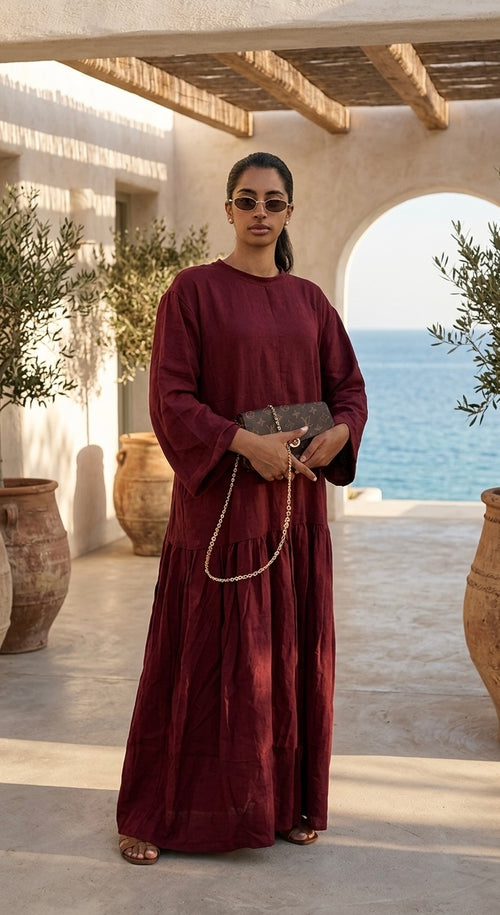 Lella long sleeves dress - burgundy