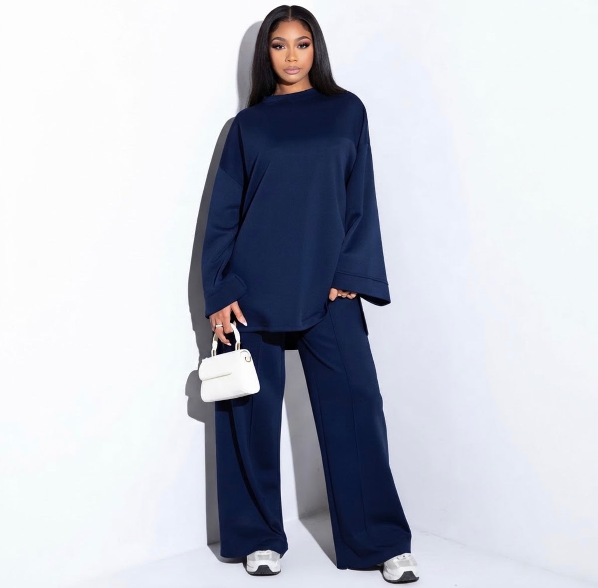 Comfy co-ord set met lange top en oversized broek - 6033