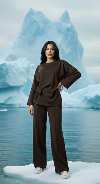 Set met strik en wijde broek - modest