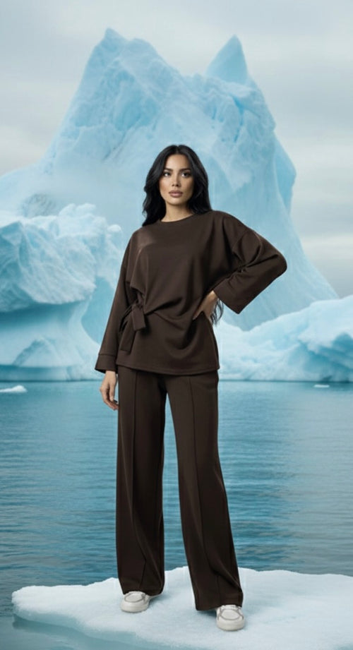 Set met strik en wijde broek - modest