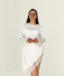 Couture Satijn met Kant Detail blouse - white